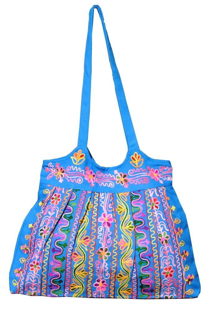 Ibiza Tasche Tasche XXL Shopper Ibiza Style Blume Farbe dunkel blau