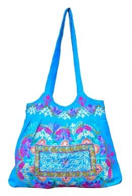 Tasche XXL Shopper Gipsy Ibiza Style Blume Farbe dunkel blau